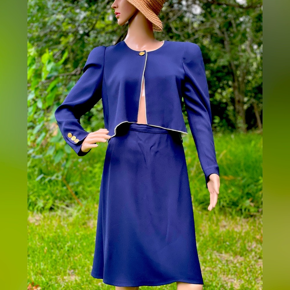 Sonia Rykiel Navy Blue A-Line Skirt Set SZ38 Authentic France